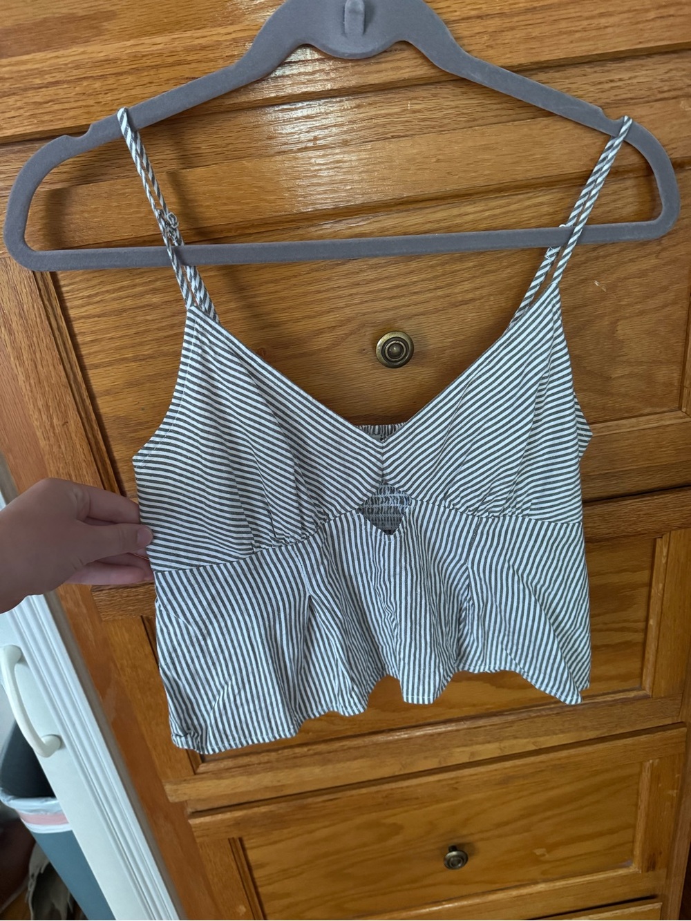 American Eagle Outfitters Striped Crop Cami - Black & White